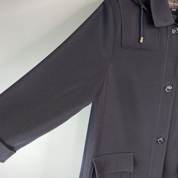 VINTAGE Fen-Nelli Signature Navy Blue Button Front Jacket Removable Hood Size 10 - Picture 5 of 12